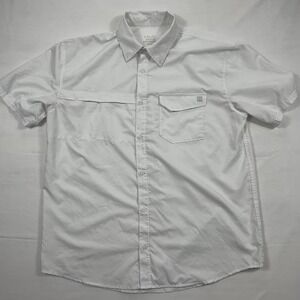 Huk Fishing Shirt Performance Vented Short Sleeve Button Down XL White Mens